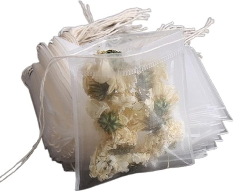 Multipurpose Transparent Nylon Teabags Empty Tea Bags Disposable Nylon Tea Bags with String Heal Seal Filter Bag for Spice Herb Loose Tea for Loose Tea Coffee